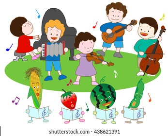Music festival of vegetables and children