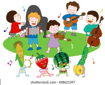 Music festival of vegetables and children