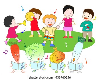 Music festival of vegetables and children