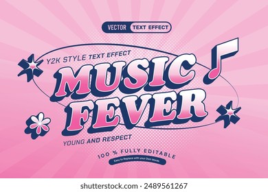 Música Fiebre Y2K Gradiente Vector Efecto de texto