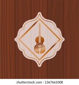 music fiddle instrument in frame with wooden background