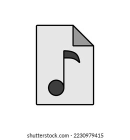 Music file color vector flat grayscale icon. Music sign. Graph symbol for music and sound web site and apps design, logo, app, UI