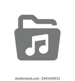 Symbol für Musikdatei oder Ordnervektor. Musikalische Daten und Notensymbol.