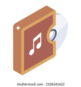 Music file format icon in trendy design

