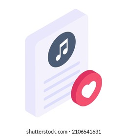 Music file format icon in trendy design

