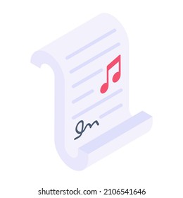 Music file format icon in trendy design

