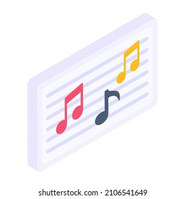 Music file format icon in trendy design

