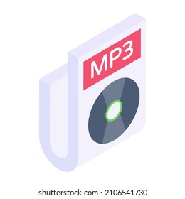 Music file format icon in trendy design

