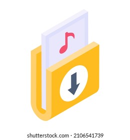 Music file format icon in trendy design

