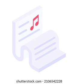 Music file format icon in trendy design

