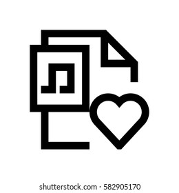 Music file format mini line icon, background and graphic. The icon is black and white, linear  flat, vector, pixel perfect, minimal, suitable for web and print. 