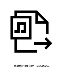 Music file format mini line icon, background and graphic. The icon is black and white, linear  flat, vector, pixel perfect, minimal, suitable for web and print. 