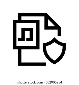 Music file format mini line icon, background and graphic. The icon is black and white, linear  flat, vector, pixel perfect, minimal, suitable for web and print. 
