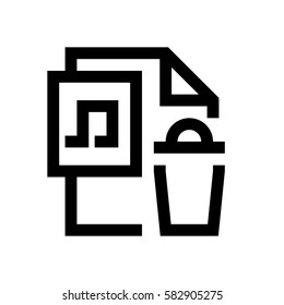 Music file format mini line icon, background and graphic. The icon is black and white, linear  flat, vector, pixel perfect, minimal, suitable for web and print. 