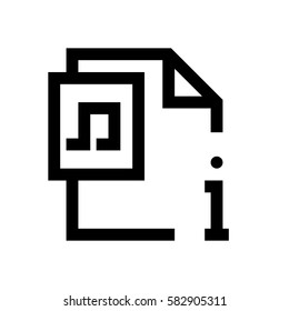 Music file format mini line icon, background and graphic. The icon is black and white, linear  flat, vector, pixel perfect, minimal, suitable for web and print. 