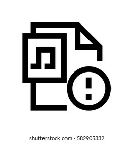Music file format mini line icon, background and graphic. The icon is black and white, linear  flat, vector, pixel perfect, minimal, suitable for web and print. 