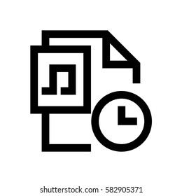 Music file format mini line icon, background and graphic. The icon is black and white, linear  flat, vector, pixel perfect, minimal, suitable for web and print. 