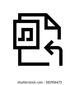 Music file format mini line icon, background and graphic. The icon is black and white, linear  flat, vector, pixel perfect, minimal, suitable for web and print. 