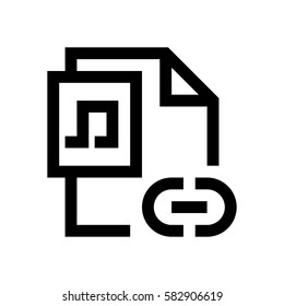Music file format mini line icon, background and graphic. The icon is black and white, linear  flat, vector, pixel perfect, minimal, suitable for web and print. 