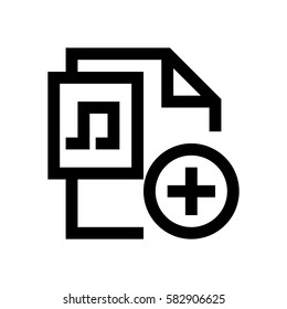 Music file format mini line icon, background and graphic. The icon is black and white, linear  flat, vector, pixel perfect, minimal, suitable for web and print. 