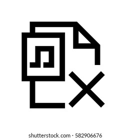 Music file format mini line icon, background and graphic. The icon is black and white, linear  flat, vector, pixel perfect, minimal, suitable for web and print. 