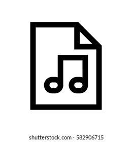 Music file format mini line icon, background and graphic. The icon is black and white, linear  flat, vector, pixel perfect, minimal, suitable for web and print. 