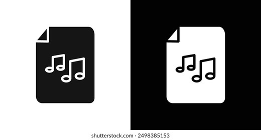 Conjunto de símbolos de línea plana de icono de archivo de música.