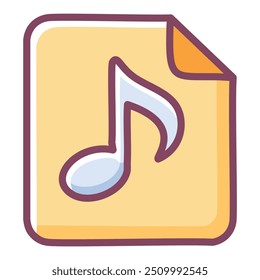 Icono de archivo de música con símbolo de nota. Icono colorido que representa un archivo de música digital con un símbolo de nota, perfecto para App, Sitios web y presentaciones.