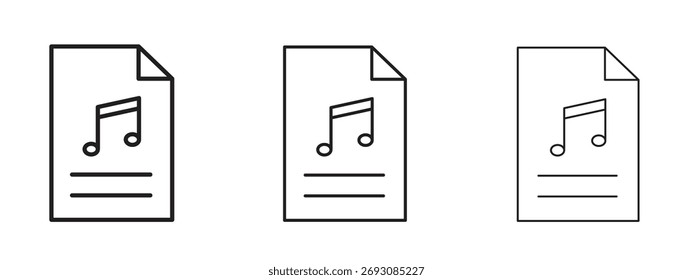 Symbol "Musikdatei". Lineares Stilzeichen für mobiles Konzept