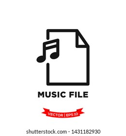 music file icon in trendy flat style, file icon 