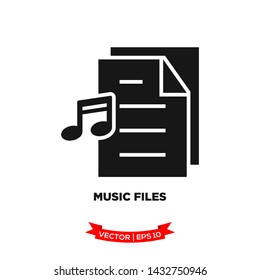 music file icon in trendy flat style, file icon, document icon, music note icon 