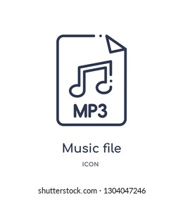 music file icon from user interface outline collection. Thin line music file icon isolated on white background.