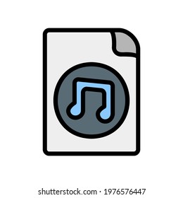 Music File icon vector illustration in filled line style about multimedia for any projects, use for website mobile app presentation