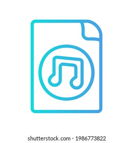 Music File icon vector illustration in gradient style about multimedia for any projects, use for website mobile app presentation