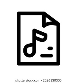Icono de archivo de música. Icono de línea de Vector para su Sitio web, móvil, presentación y diseño de logotipo.