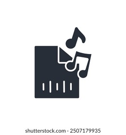 music file icon. vector.Editable stroke.linear style sign for use web design,logo.Symbol illustration.