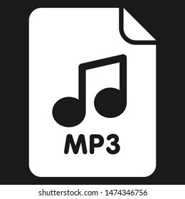 Music file icon. Web application logotype. Digital sound illustration. Flat symbol.