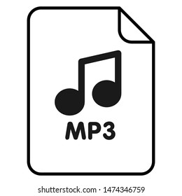 Music file icon. Web application logotype. Digital sound illustration. Flat symbol.