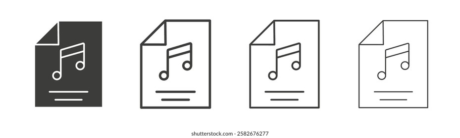 Music File icons set vectors graphic designs