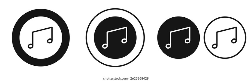 Iconos de archivo de música en negro sólido y estilo delineado