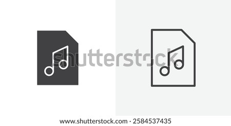 Music File icons vectors illustrations in black fill and liner versions