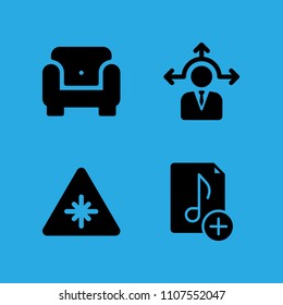 music file, laser, decision making and armchair icons vector in sample icon set for web and graphic design