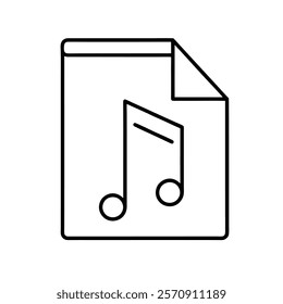 music file line art  vector on white background