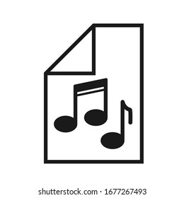 Fichier de musique. Notes sur une feuille de papier. Illustration de stock, conception simple pour un logo, un site Web ou une application.