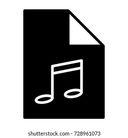 Music file silhouette icon. Audio format. Mp3 symbol. Flat design style. Modern vector pictogram for web graphics