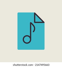 Icono vectorial de archivo de música. Signo musical. Símbolo gráfico para el diseño de aplicaciones y sitios web de música y sonido, logotipo, aplicación, interfaz de usuario