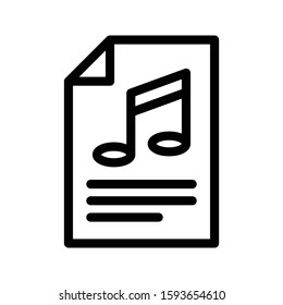 music file vector thin line icon 
