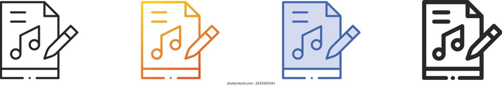arquivos de música icon.Thin Linear, Gradiente, Blue Stroke e bold Style Design Isolado no fundo branco