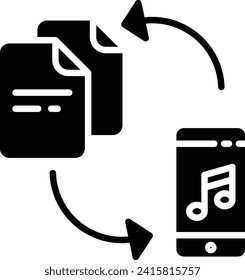 archivos de música a ilustración de vector de glifo y sólido de teléfono