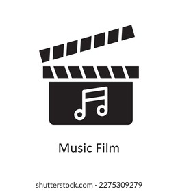 Icono de diseño de icono sólido Vector de película de música. Símbolo de música sobre archivo EPS 10 de fondo blanco